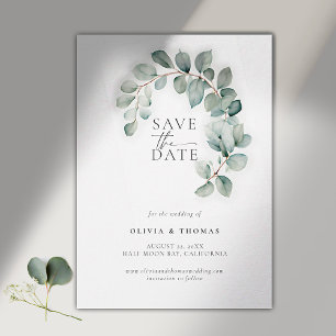 Eucalyptus Greenery Modern Wreath Elegant Wedding Save The Date