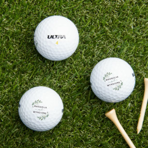 Eucalyptus Greenery Monogram Wedding Golf Balls
