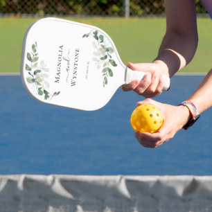 Eucalyptus Greenery Monogram Wedding  Pickleball Paddle