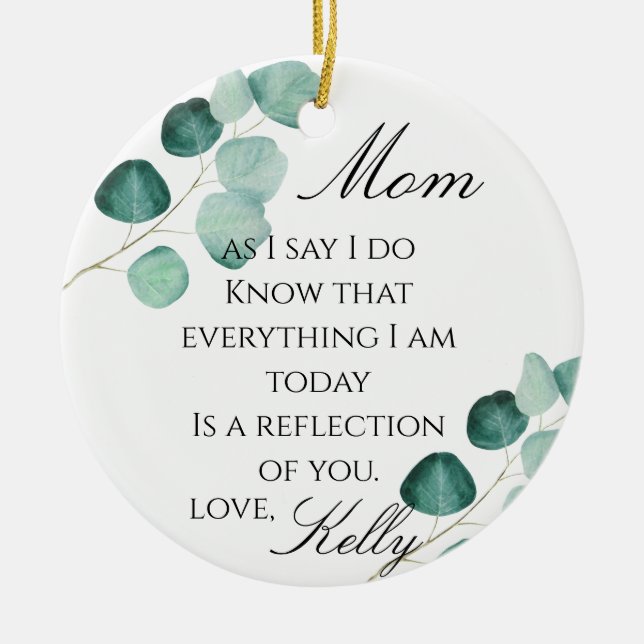 Eucalyptus Greenery Mother Of The Bride  Ceramic Tree Decoration (Front)