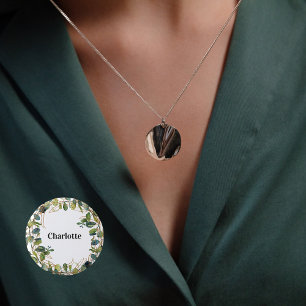 Eucalyptus greenery name tag 3 cm round badge