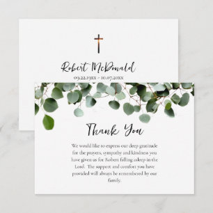 Eucalyptus Greenery Orthodox Christian Funeral     Thank You Card
