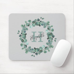 Eucalyptus Greenery Personalised Monogram Mouse Mat