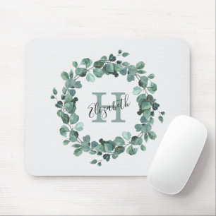 Eucalyptus Greenery Personalised Monogram Mouse Pa Mat