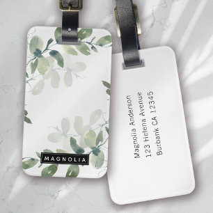 Eucalyptus Greenery Personalised Monogram Name Luggage Tag