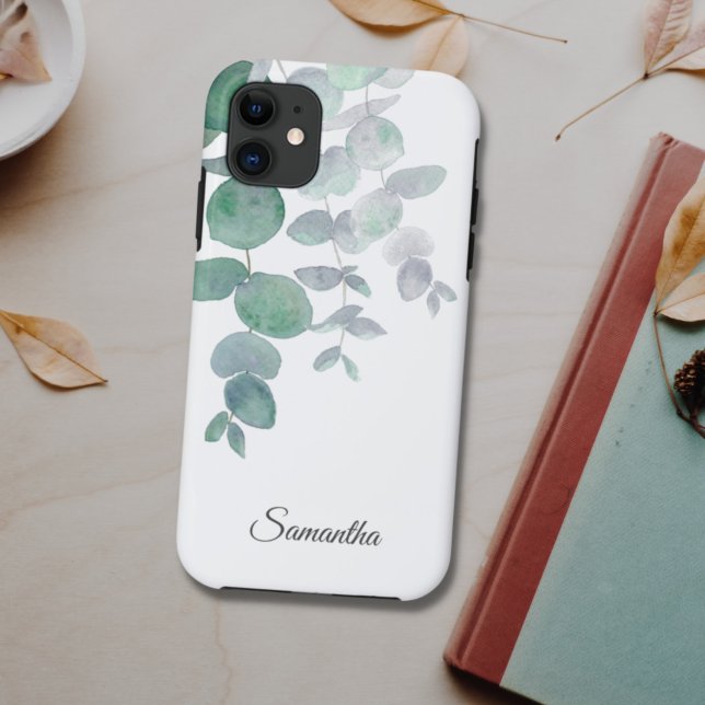 Eucalyptus Greenery Personalised Name  Case-Mate iPhone Case (Creator Uploaded)