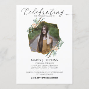 Eucalyptus Greenery Photo Celebration of Life Invitation
