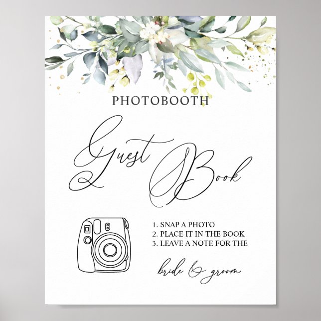 Eucalyptus Greenery Photo Guest Book Sign Poster (Front)