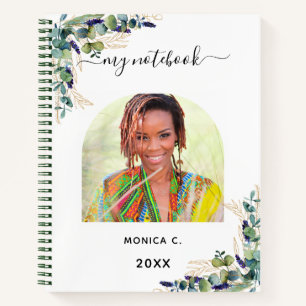 Eucalyptus greenery photo modern notebook