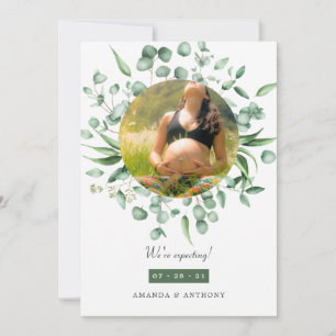 Eucalyptus Greenery Photo Pregnancy Announcement