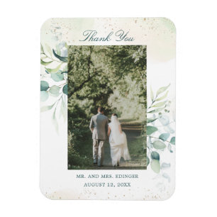 Eucalyptus Greenery Photo Thank You Wedding Favour Magnet