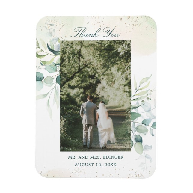 Eucalyptus Greenery Photo Thank You Wedding Favour Magnet (Vertical)