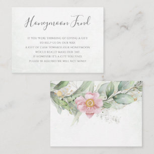 Eucalyptus Greenery Pink Floral Honeymoon Fund Enclosure Card