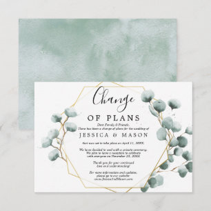Eucalyptus Greenery Postponed Wedding Announcement