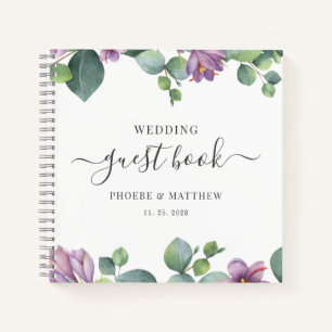 Eucalyptus Greenery Purple Wedding Guest Book