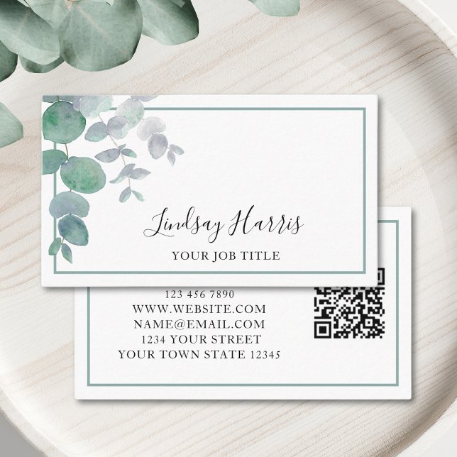 Eucalyptus Greenery QR Code Business Card (Creator Uploaded)