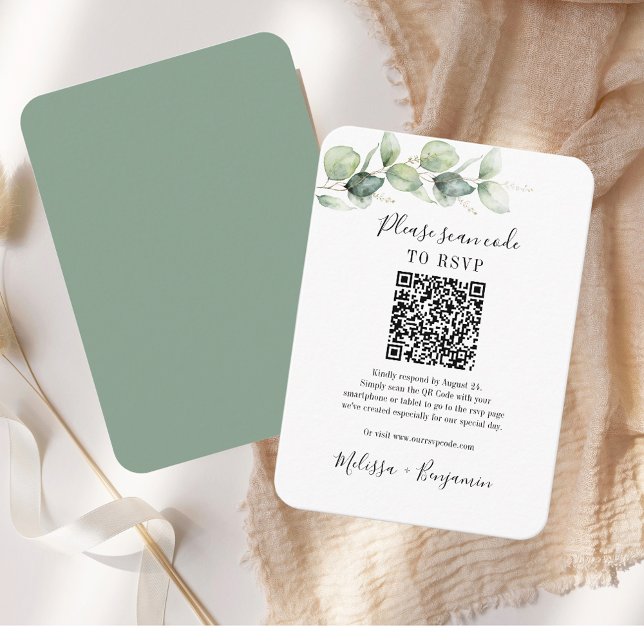 Eucalyptus Greenery QR Code RSVP Botanical Wedding Enclosure Card (Eucalyptus Greenery QR Code RSVP Botanical Wedding Enclosure Card)