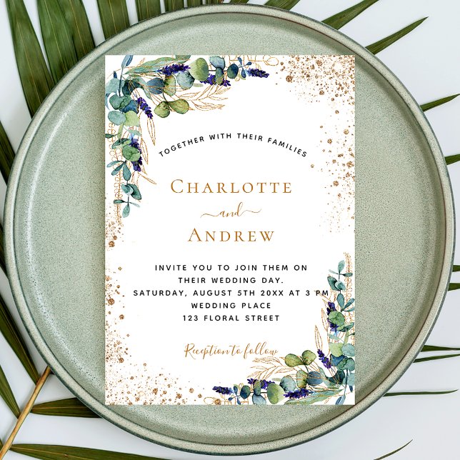 Eucalyptus greenery QR code RSVP luxury Invitation (Creator Uploaded)