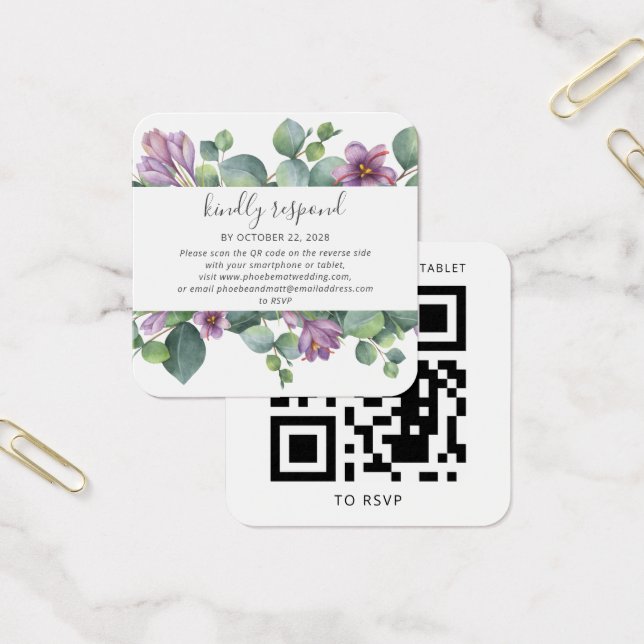 Eucalyptus Greenery QR Code Wedding RSVP Card (Office)