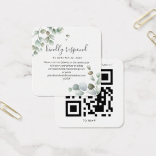 Eucalyptus Greenery QR Code Wedding RSVP Card
