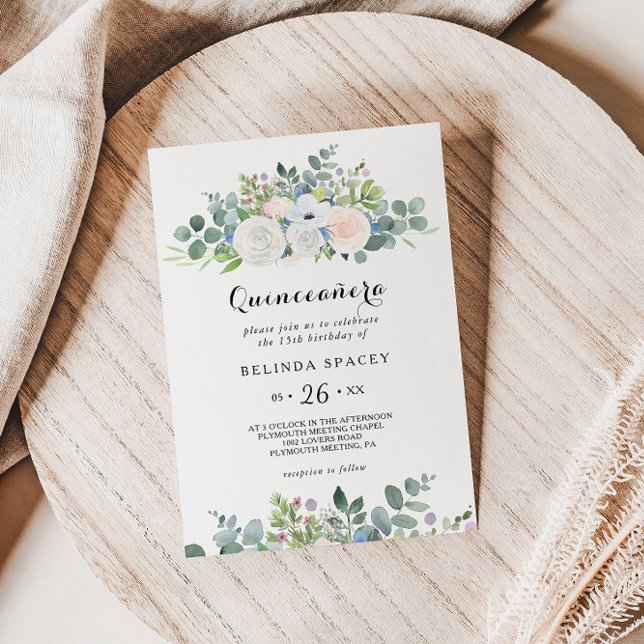 Eucalyptus Greenery Quinceañera Birthday Party Invitation (Creator Uploaded)