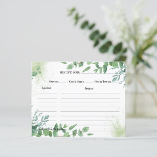 Eucalyptus Greenery Recipe Card Bridal Shower