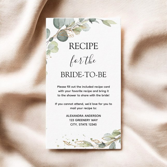 Eucalyptus Greenery Recipe for Bride to Be Enclosure Card (Creator Uploaded)