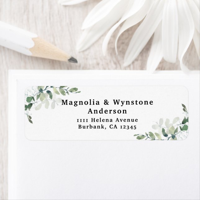 Eucalyptus Greenery Return Address Label (Insitu)
