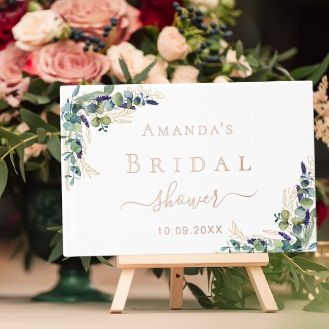 Eucalyptus greenery rose gold bridal shower guest book (Creator Uploaded)