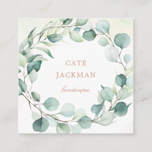 Eucalyptus Greenery Rose Gold Elegant Square Business Card