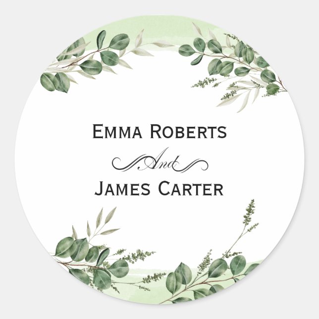 Eucalyptus Greenery Round Sticker (Front)