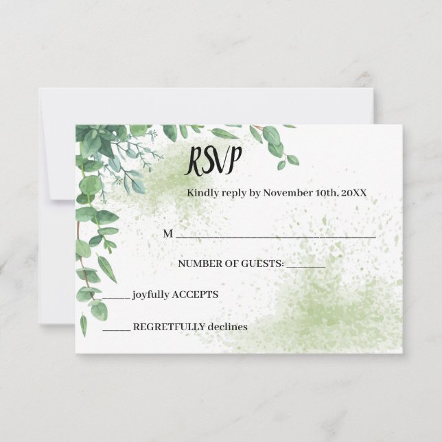Eucalyptus Greenery RSVP Wedding Response Card (Front)