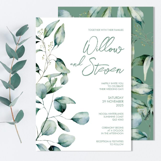 Eucalyptus Greenery Rustic Botanical Wedding Invitation (Creator Uploaded)