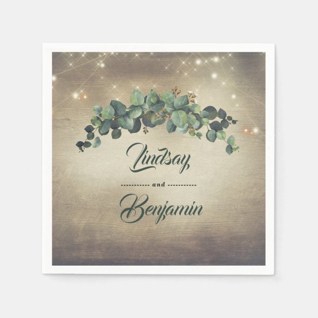 Eucalyptus Greenery Rustic Country Wedding Napkin (Front)