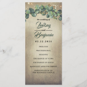 Eucalyptus Greenery Rustic Country Wedding Program Programme