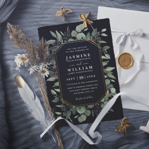 Eucalyptus Greenery Rustic Elegant Modern Wedding Invitation
