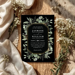 Eucalyptus Greenery Rustic Elegant QR Code Wedding Invitation