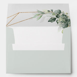 Eucalyptus Greenery Rustic Geometric Wedding Envelope