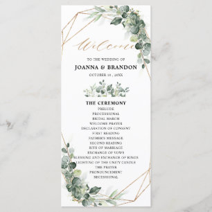 Eucalyptus Greenery Rustic Geometric Wedding Programme