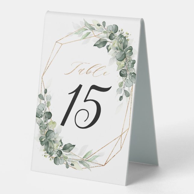 Eucalyptus Greenery Rustic Geometric Wedding Table (Front)