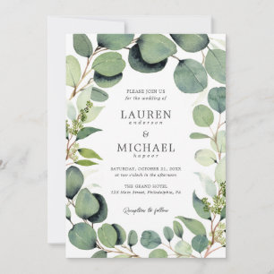 Eucalyptus Greenery Rustic Wedding Invitation