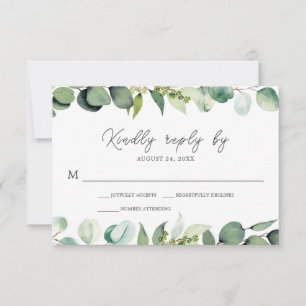 Eucalyptus Greenery Rustic Wedding RSVP Card