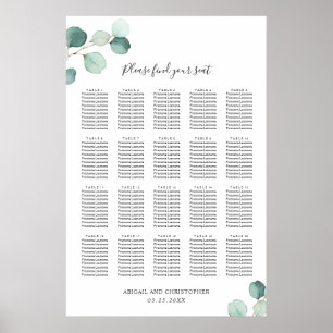 Eucalyptus Greenery Rustic Wedding Seating Chart