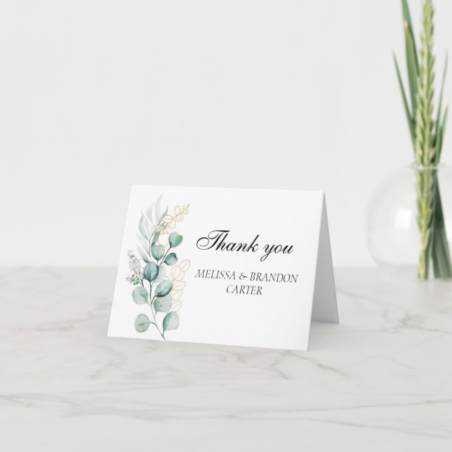 Eucalyptus Greenery Rustic Wedding Thank you  Card (Front)