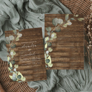 Eucalyptus Greenery Rustic Wood Wedding Invitation
