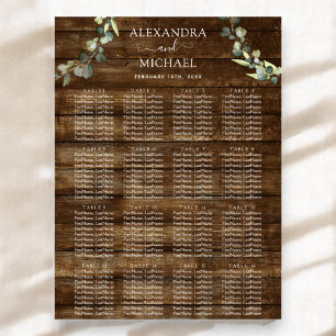 Eucalyptus Greenery Rustic Wood Wedding Seating Poster