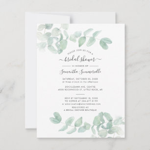 Eucalyptus Greenery Script Botanical Bridal Shower Invitation