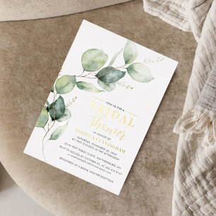 Eucalyptus Greenery Script Bridal Shower Gold
