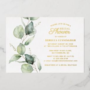 Eucalyptus Greenery Script Bridal Shower Gold