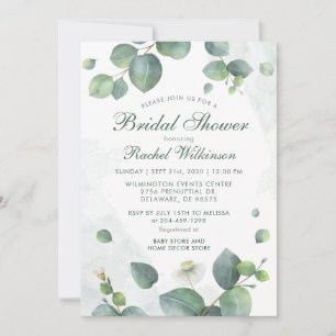 Eucalyptus Greenery Script Bridal Shower Invitation